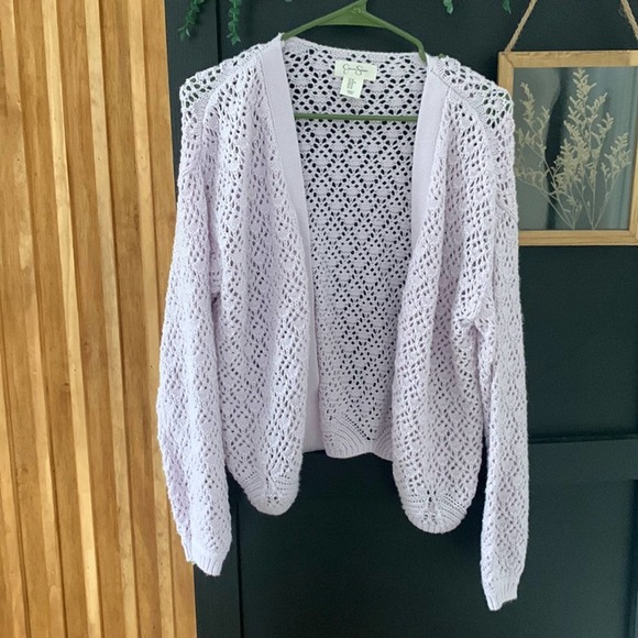 Jessica Simpson Flouncy Knit Open Cardigan. Size M - Picture 3 of 9